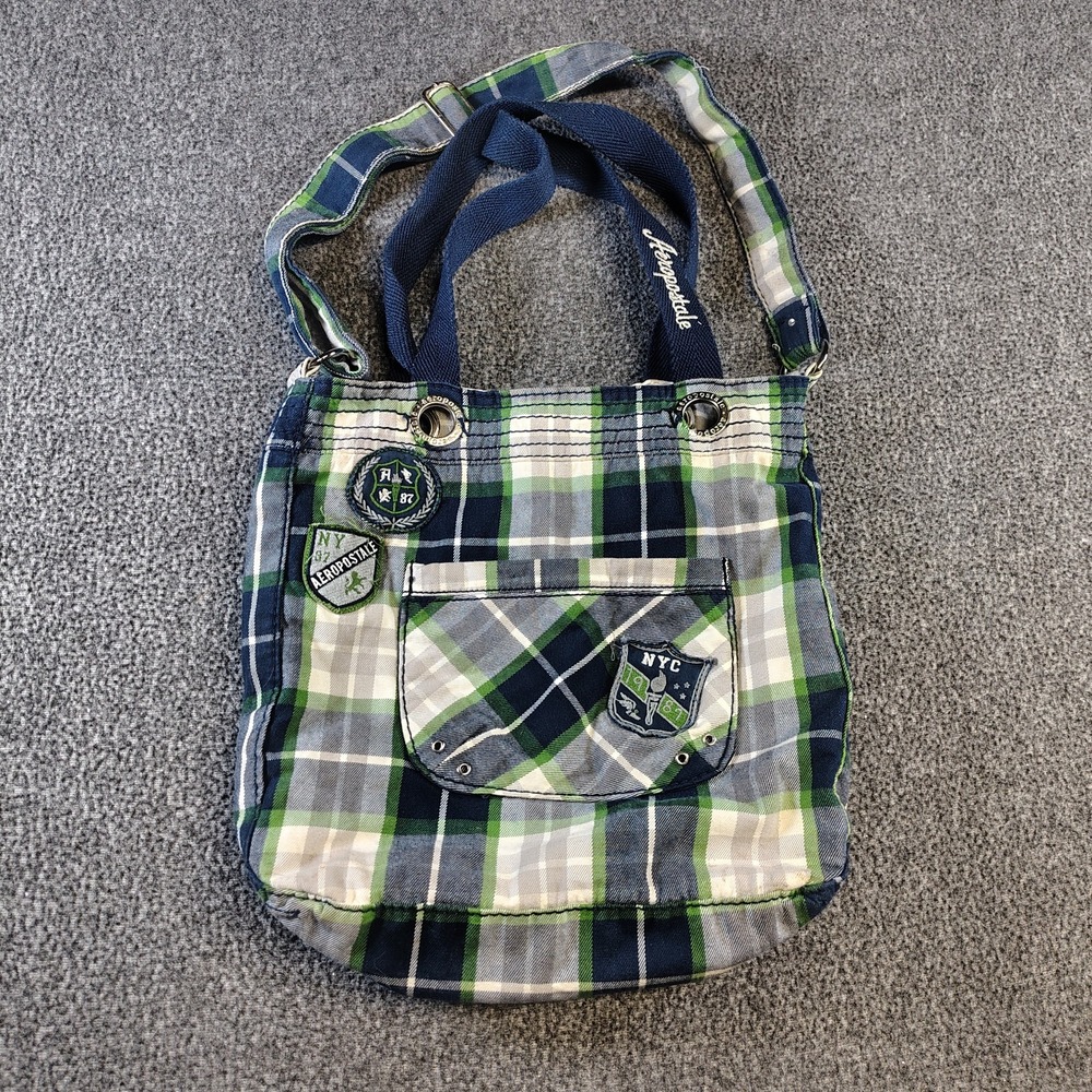 Y2k Aeropostale plaid tote green & blue large bag